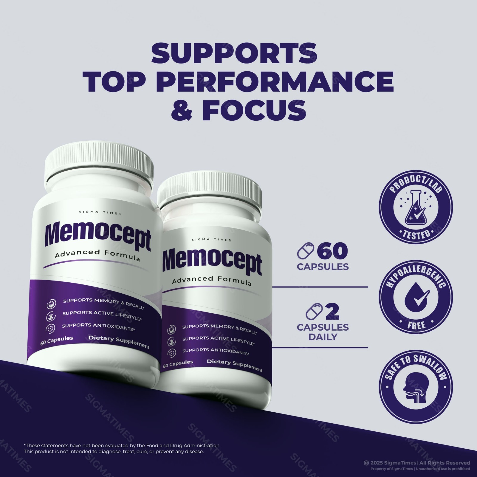 Memocept Capsules, Advanced Formula for Brain Health & Memory Support – 3 Pack