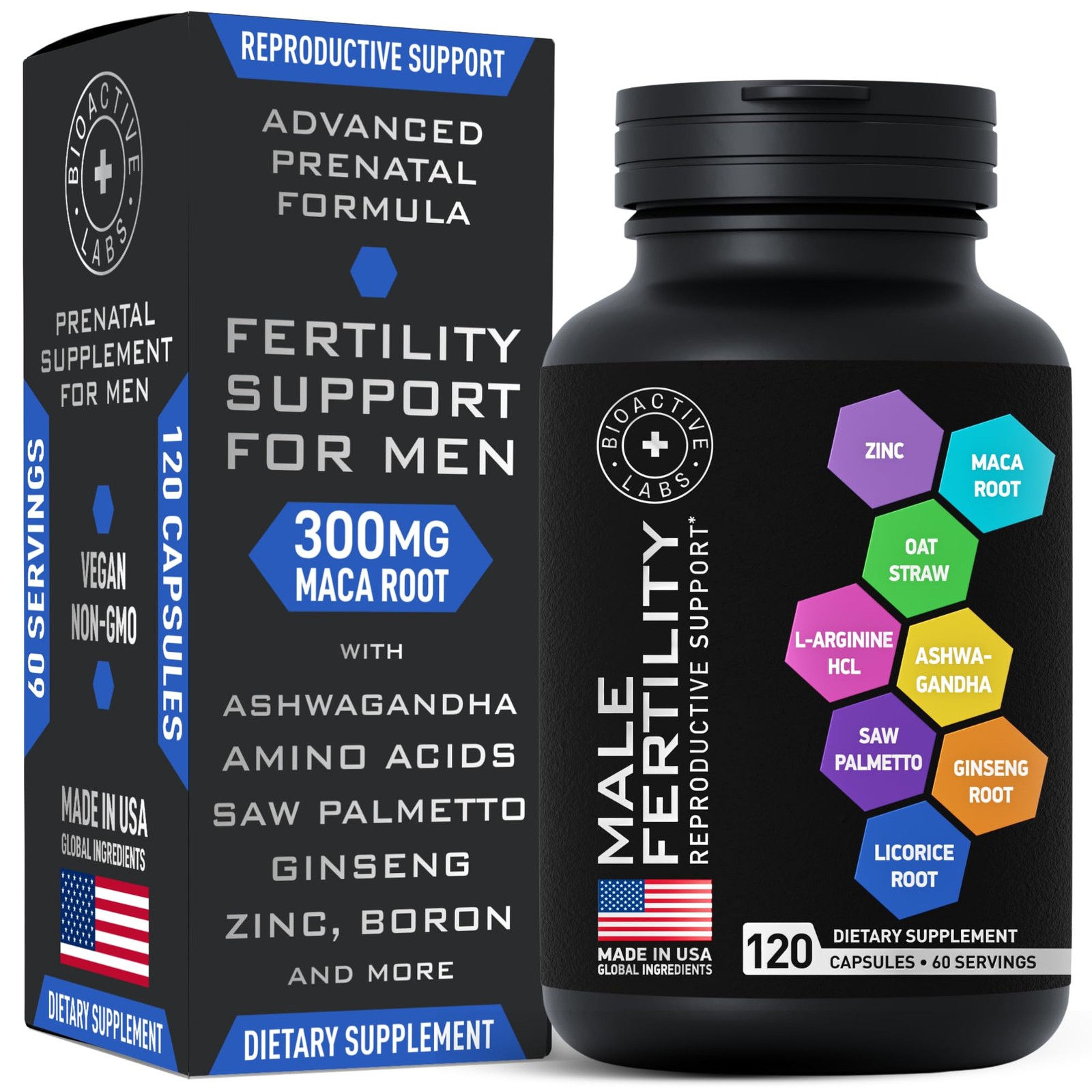 Fertility Supplements for Men Zinc Maca Ashwagandha L Arginine Male Vitality