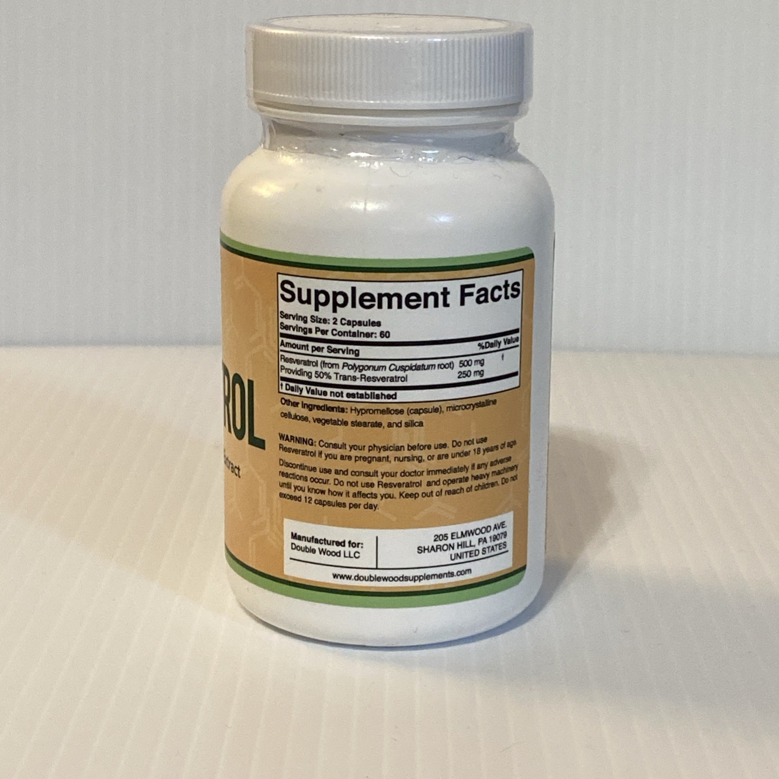 RESVERATROL Antioxidant Anti Aging 120ct Each DOUBLE WOOD SUPPLEMENTS