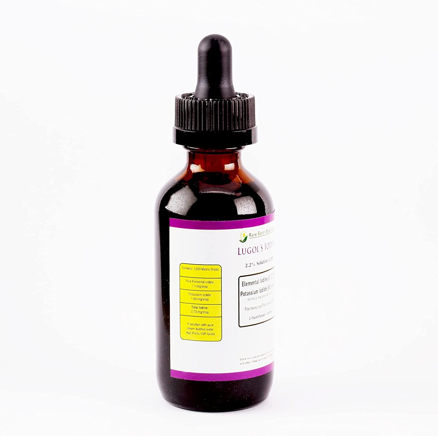 6 oz Lugols Iodine 2% RARE EARTH BOTANICALS High Potency Three 2oz Bottles