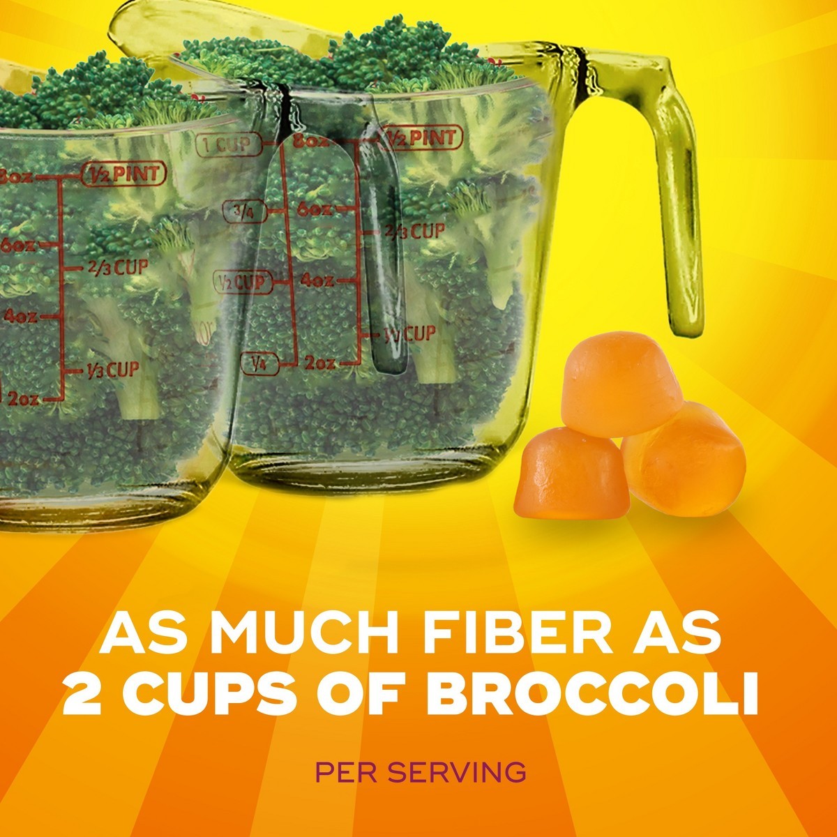 Fiber Supplement No Sugar Added Gummies – Orange – 5g Fiber Per Serving -72ct