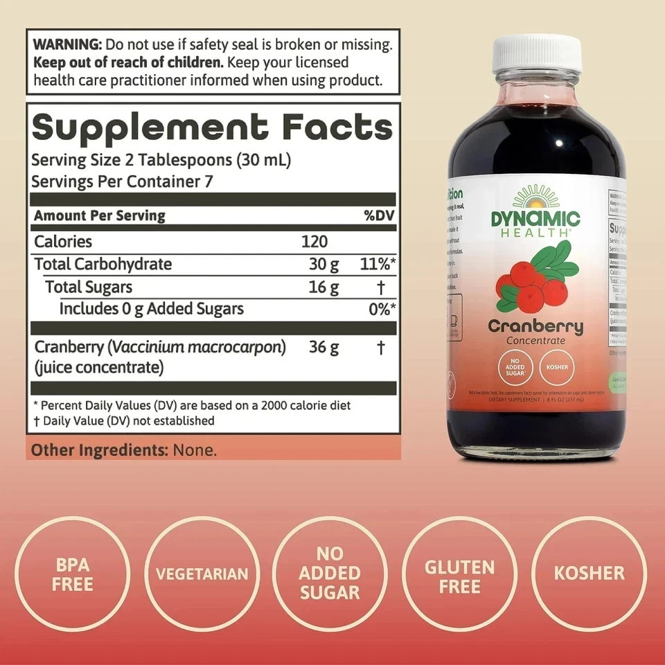 Dynamic Health Cranberry Concentrate 8 fl. oz Each (Pack of 3)