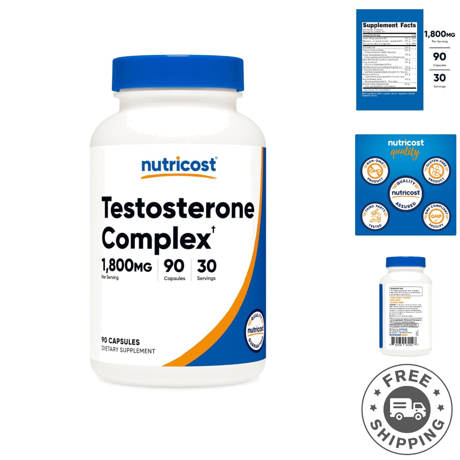Testosterone Booster Supplement – 1800mg Complex, 30 Servings of 90 Capsules