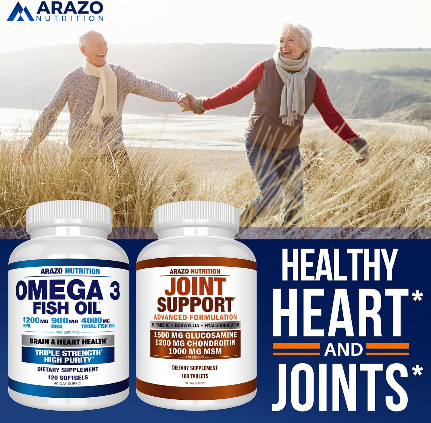 Arazo Nutrition Wild Caught Omega 3 Fish Oil – 120 Soft Gels – 4,080Mg High EPA