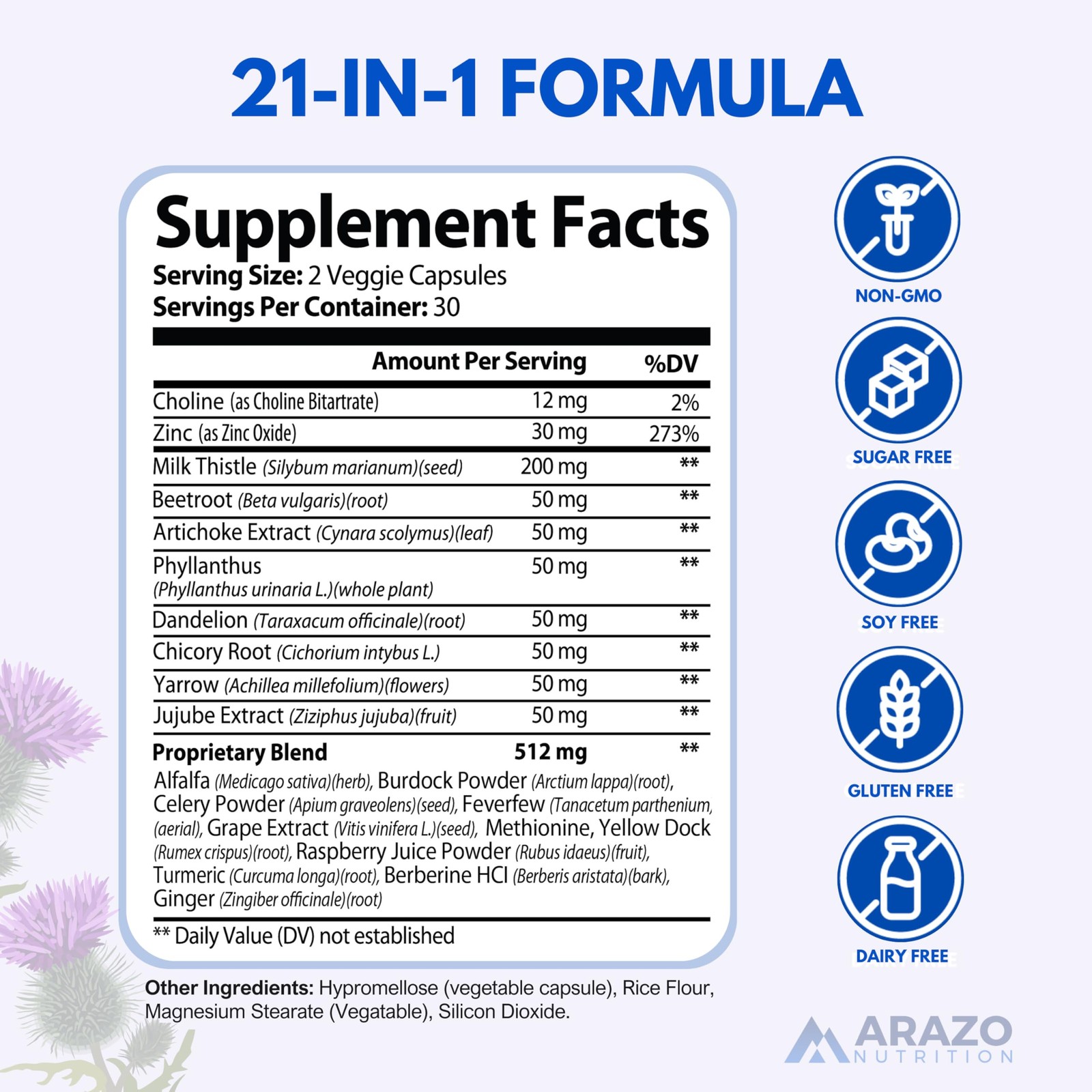 Arazo Nutrition Liver Cleanse Detox & Repair Formula – 60 Count (Pack of 1)