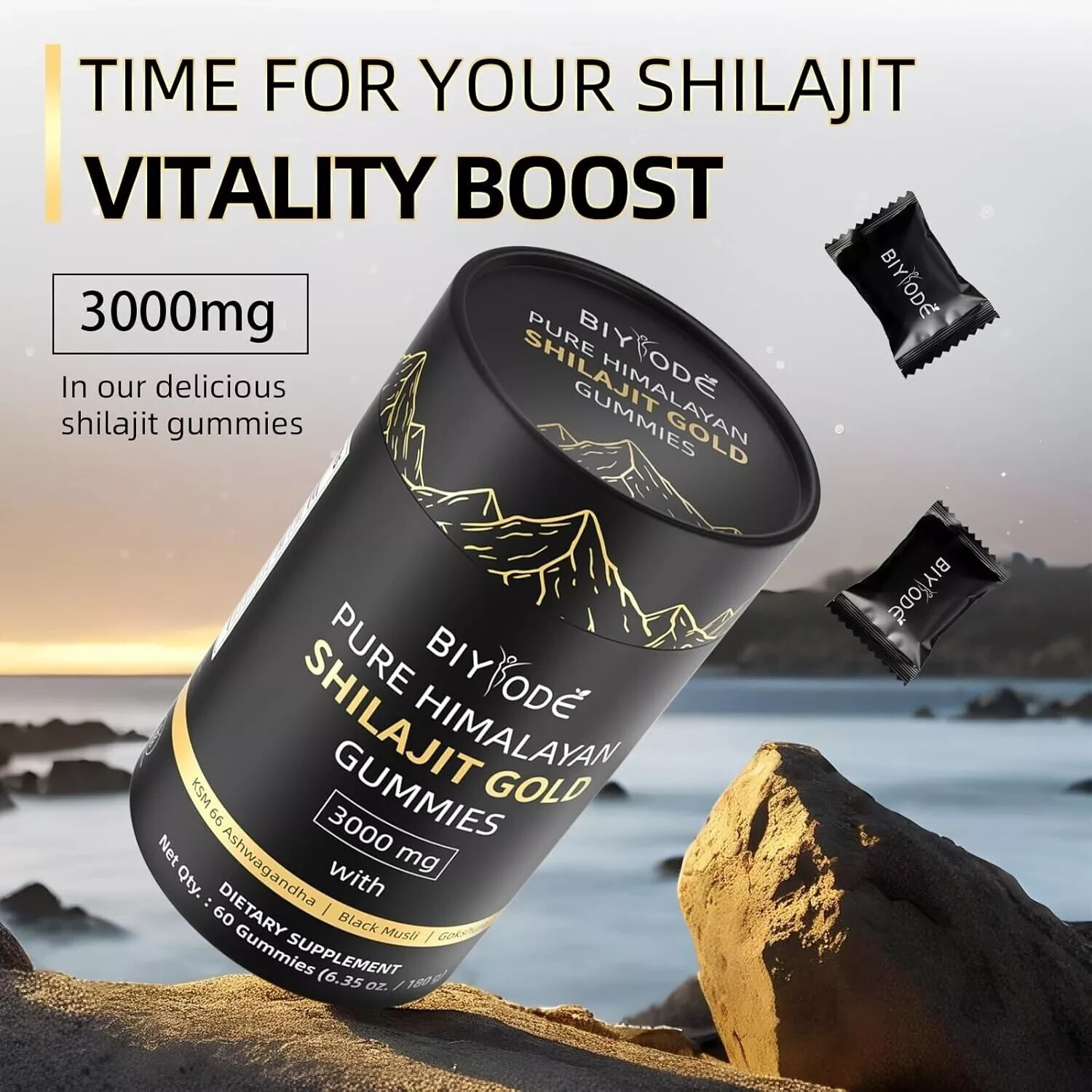 Himalayan Shilajit GOLD Gummies, Organic, Extremely strong 3000 mg, Fulvic Acid