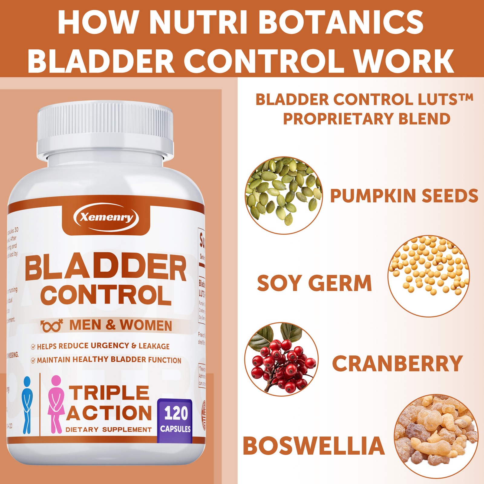 Bladder Control – with Cranberry – Prostate, Urinary Tract and Bladder Support