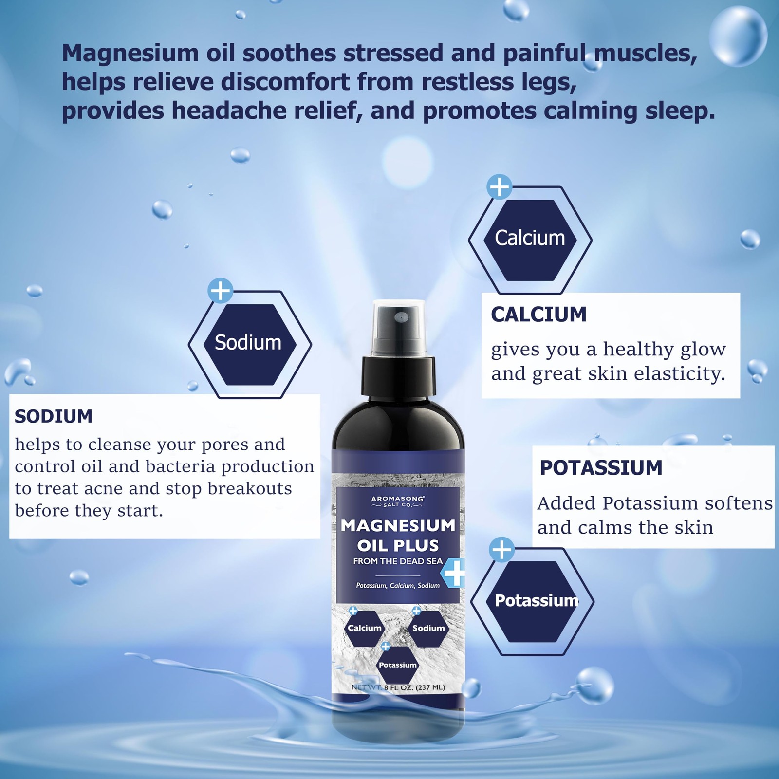 Aromasong Extra Strength Ultra-Pure Magnesium Spray (23mg 8 Fl Oz (Pack of 1)