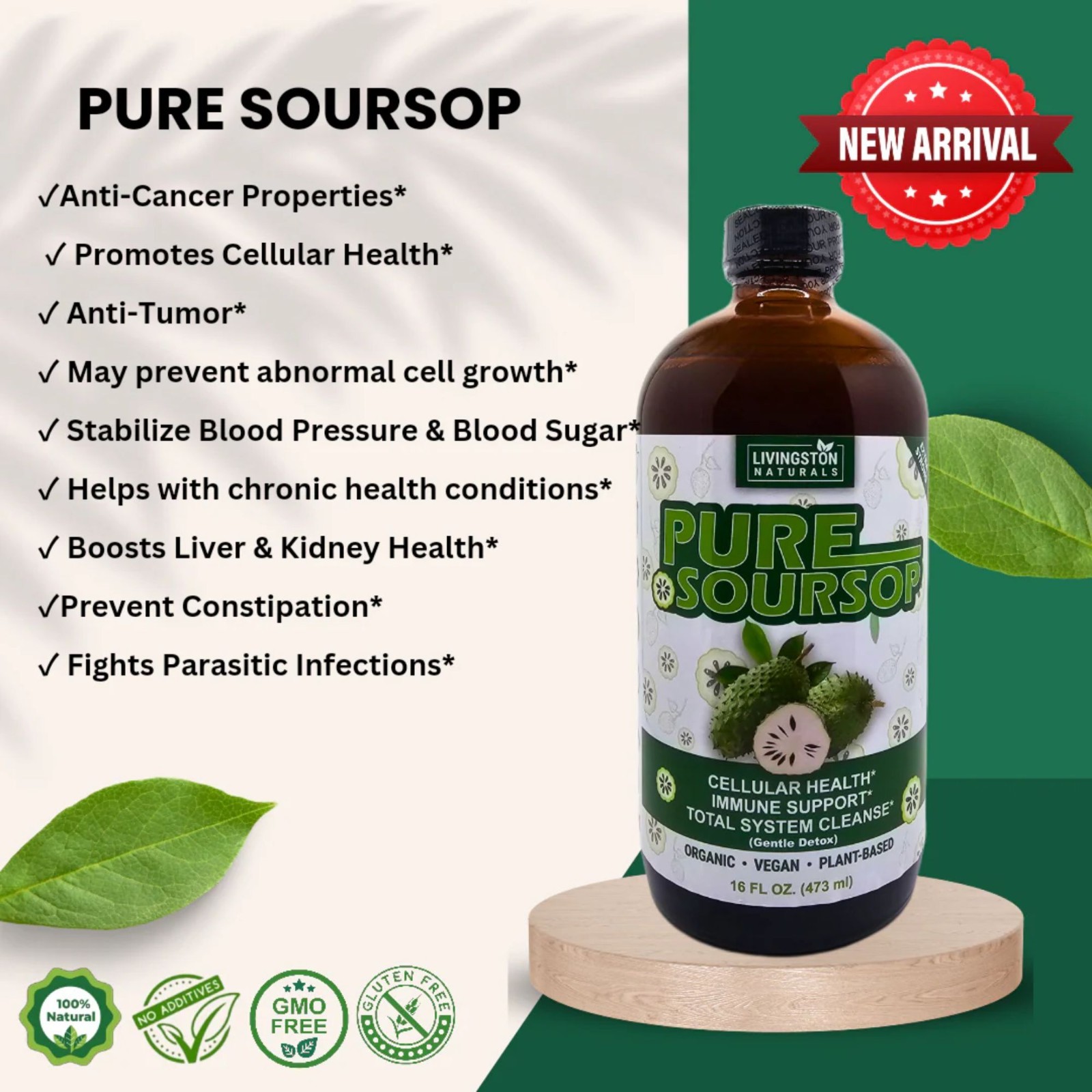 Organic Pure Soursop Blend by Livingston Naturals, Natural Herbal Labs 16 fl oz