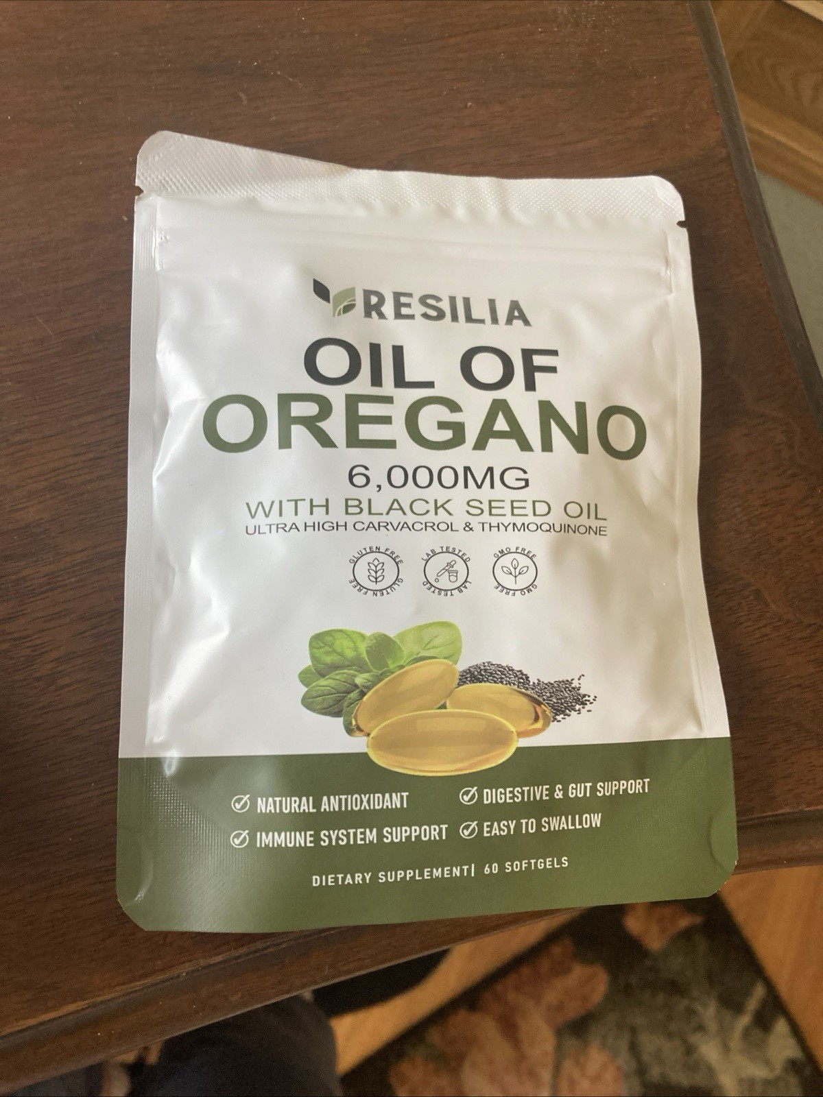 Resilia Organic Oregano Oil Softgels with Black Seed Oil 6000mg – Capsules 60ct