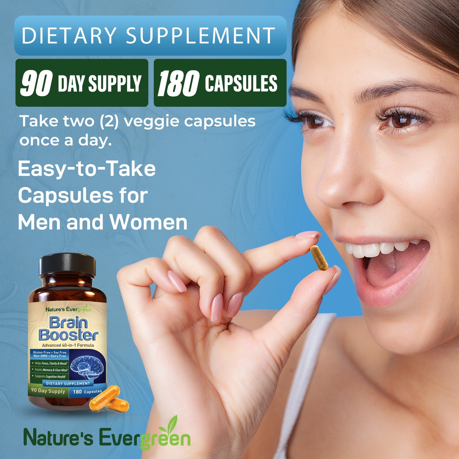 Brain Health & Memory Booster, Focus Function Clarity Nootropic Supplement 180ct