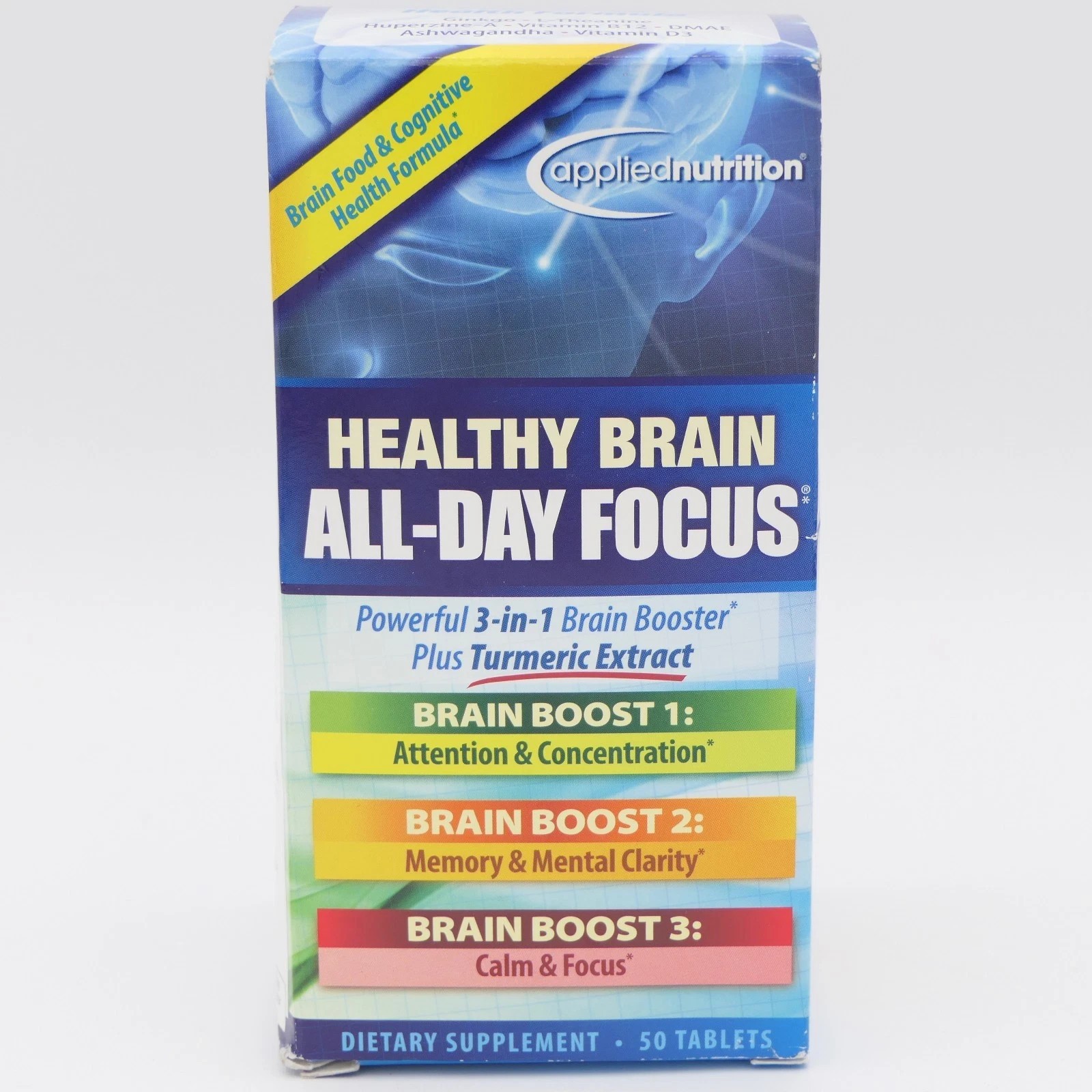 Applied Nutrition Healthy Brain All-Day Focus Dietary Supplement 50ct.