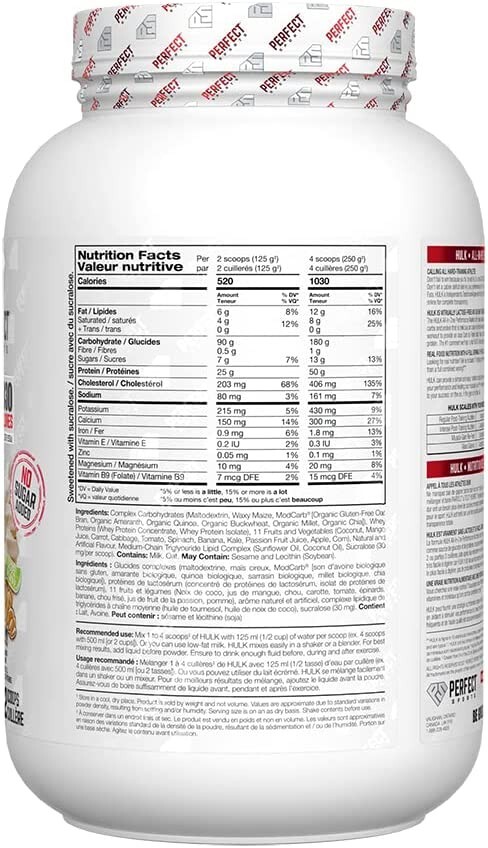 Perfect Sports HULK Clean Mass Gainer Vanilla Ice Cream Vegetables 3lb NEW