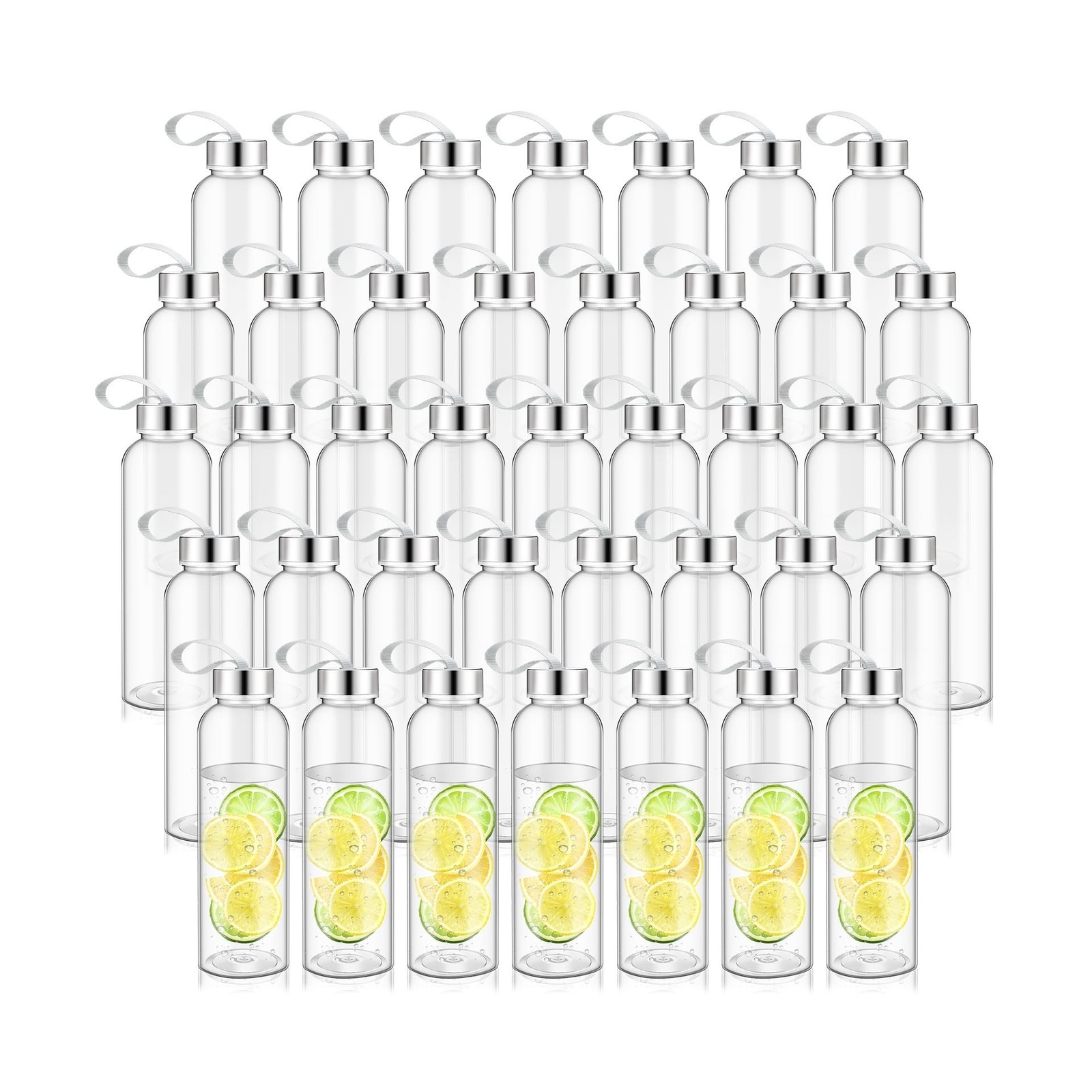 Zubebe 80 Pcs 17 oz Clear Water Bottles Bulk Reusable Juice Bottles with Stai…