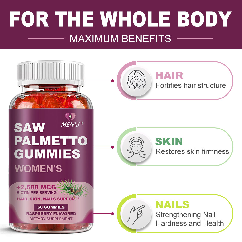 1-4 Packs Saw Palmetto Gummies -Prostate Health & Herbal DHT Blocker for Men