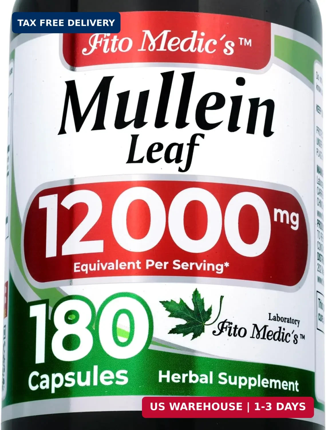 FITO MEDIC’S Mullein | Mullein Leaf Capsules | 180 Capsules | Concentrated Extra