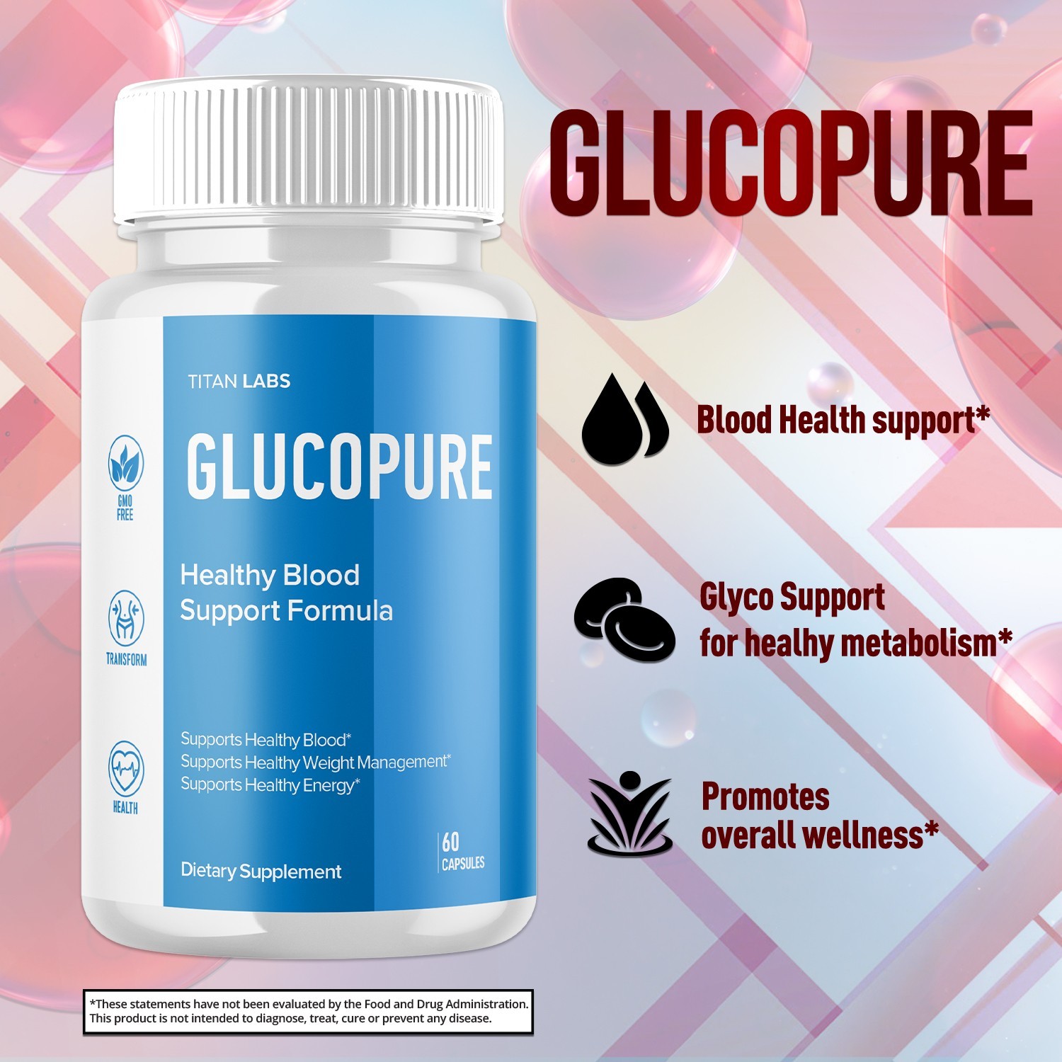 (2 Pack) Glucopure Advanced Blood Health Support Supplement Gluco Pure 120 Caps