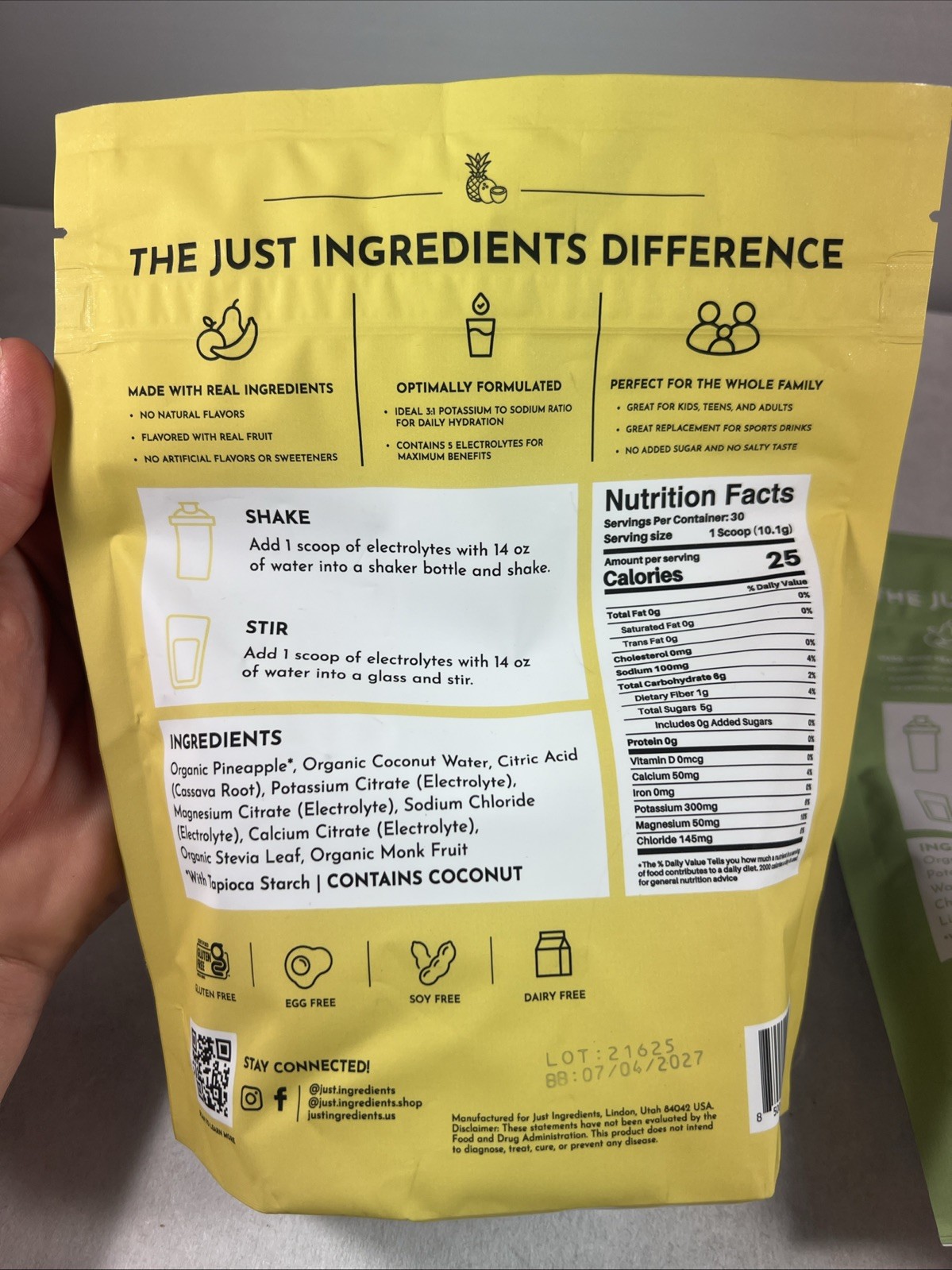 Just Ingredients Straw Lime + Tropical Electrolytes 60 servings Hydration Drink