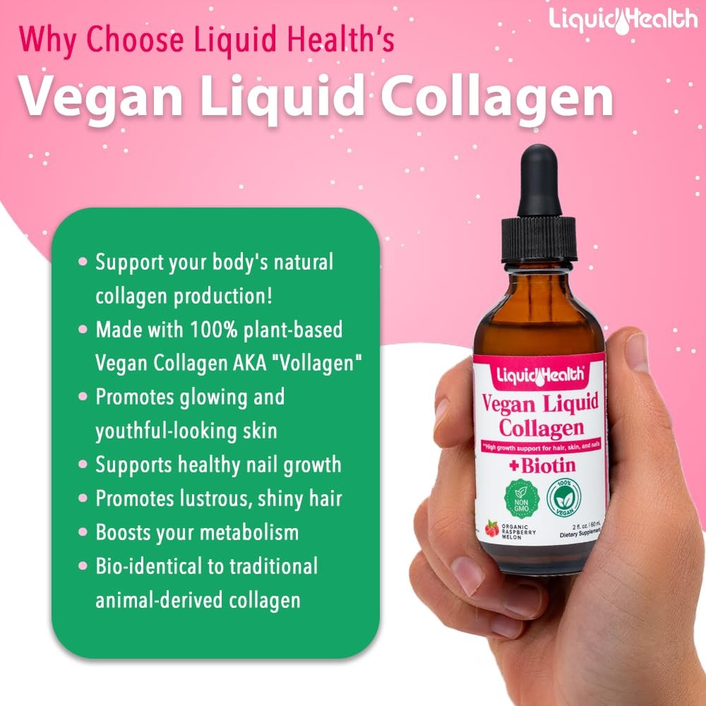 LIQUIDHEALTH 100% Vegan Collagen Plus Biotin 100,000mcg 2 Fl Oz (Pack of 1)