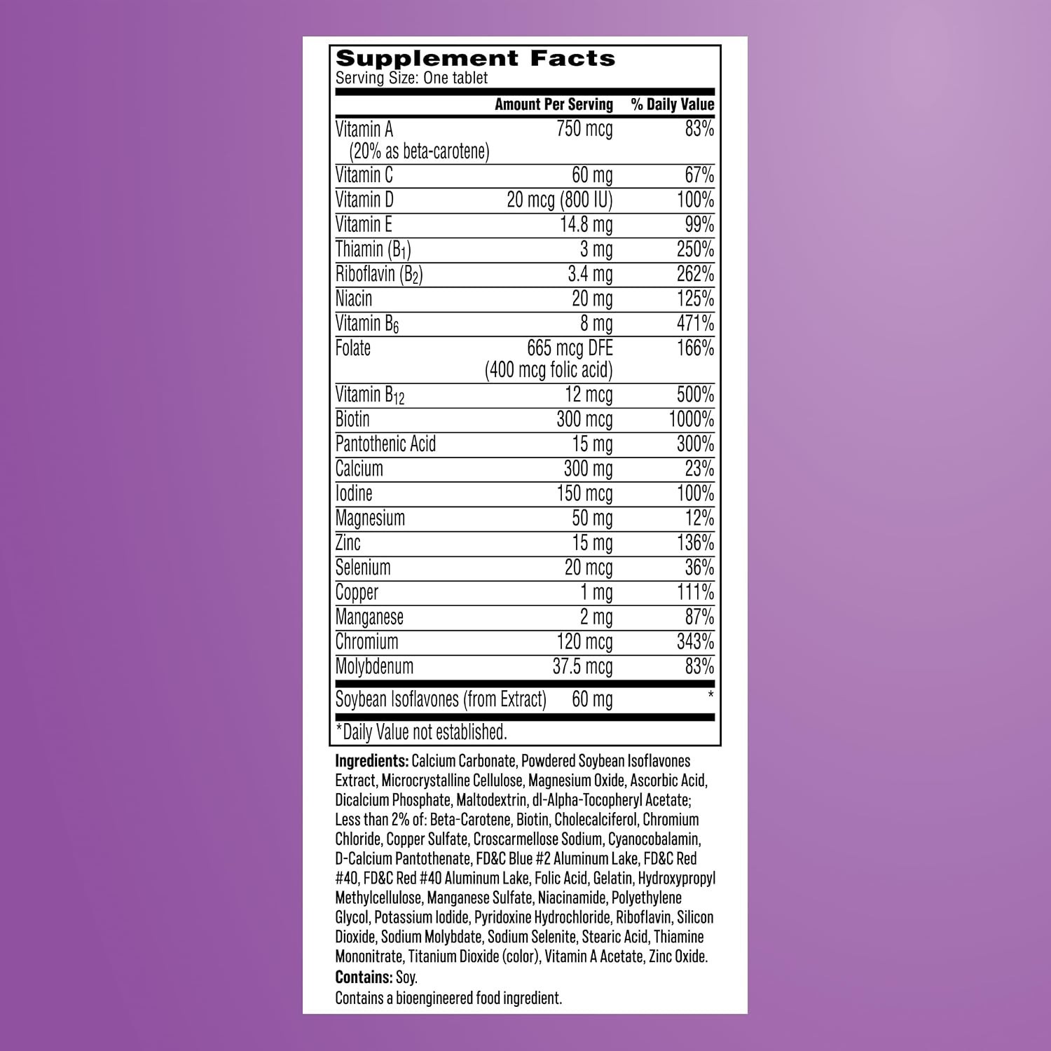 Women’s Menopause Multivitamin with Soy Isoflavones – 50 Count Support