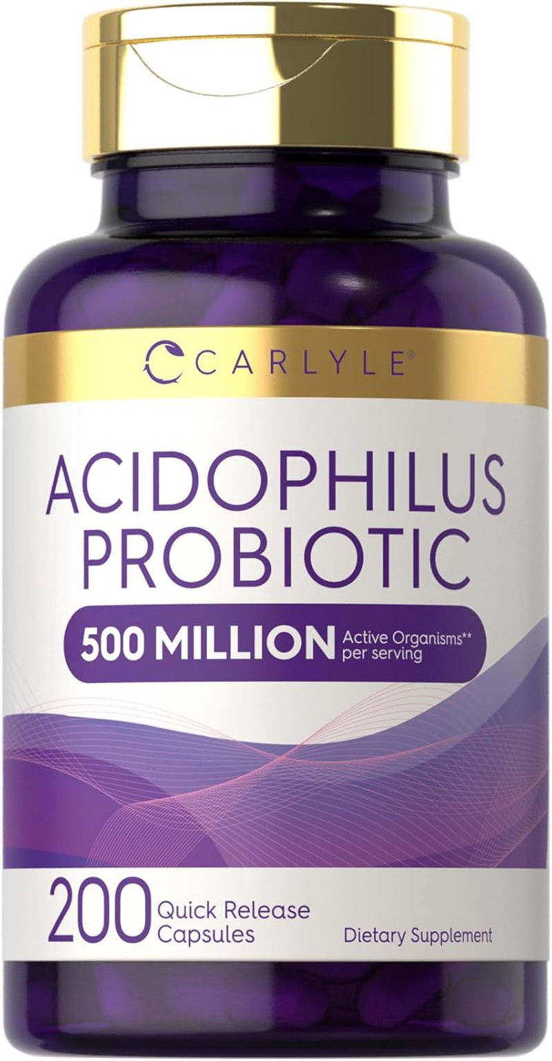 Acidophilus Probiotic Capsules for Women and Men 500 Million CFU 200 Pills Lacto