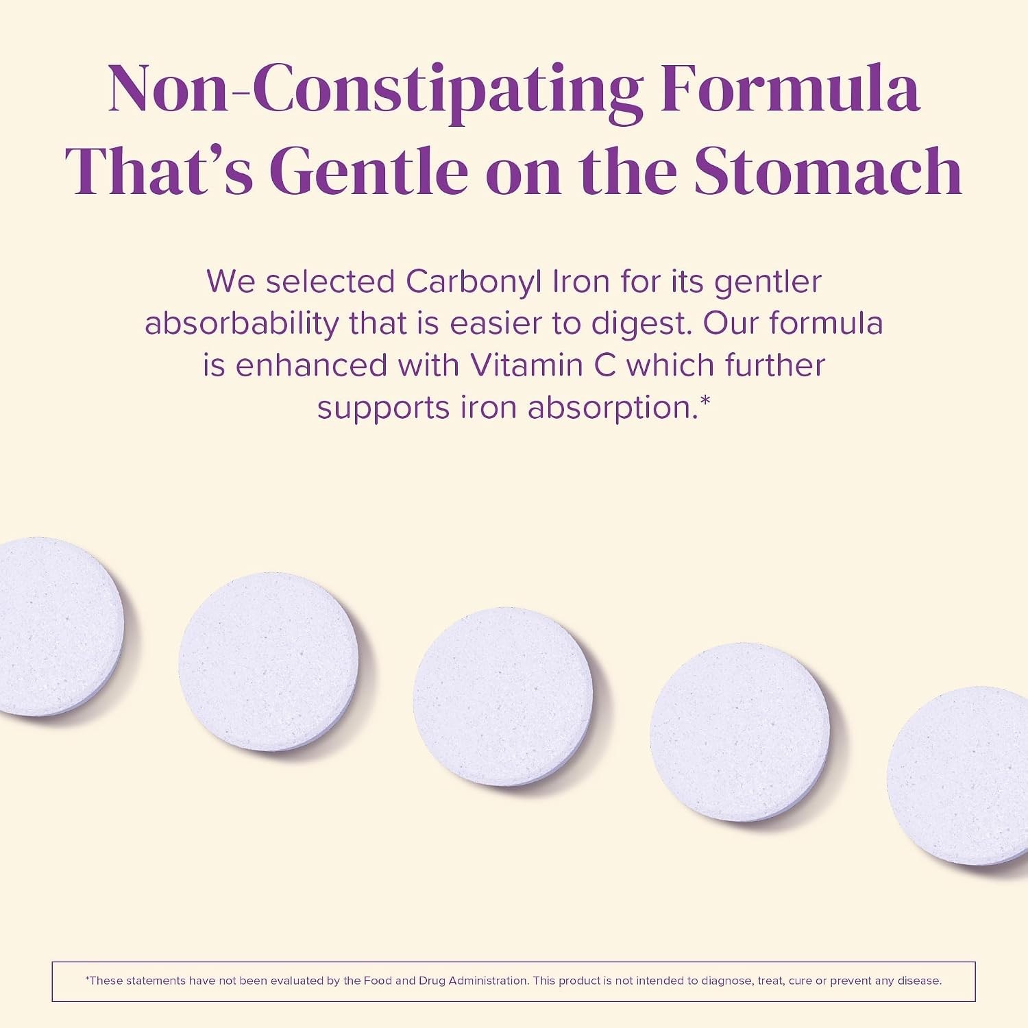 Iron with Vitamin C, 90 Fast-Dissolving Tablets (1-Month Supply), Sugar-Free Bar