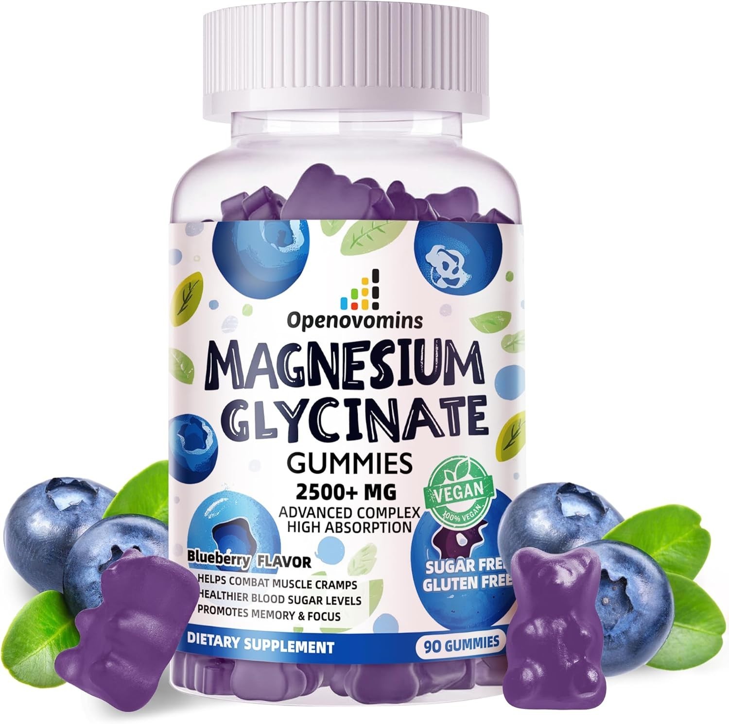Magnesium Glycinate Gummies 2500mg – Sugar Free Magnesium Potassium Supplement
