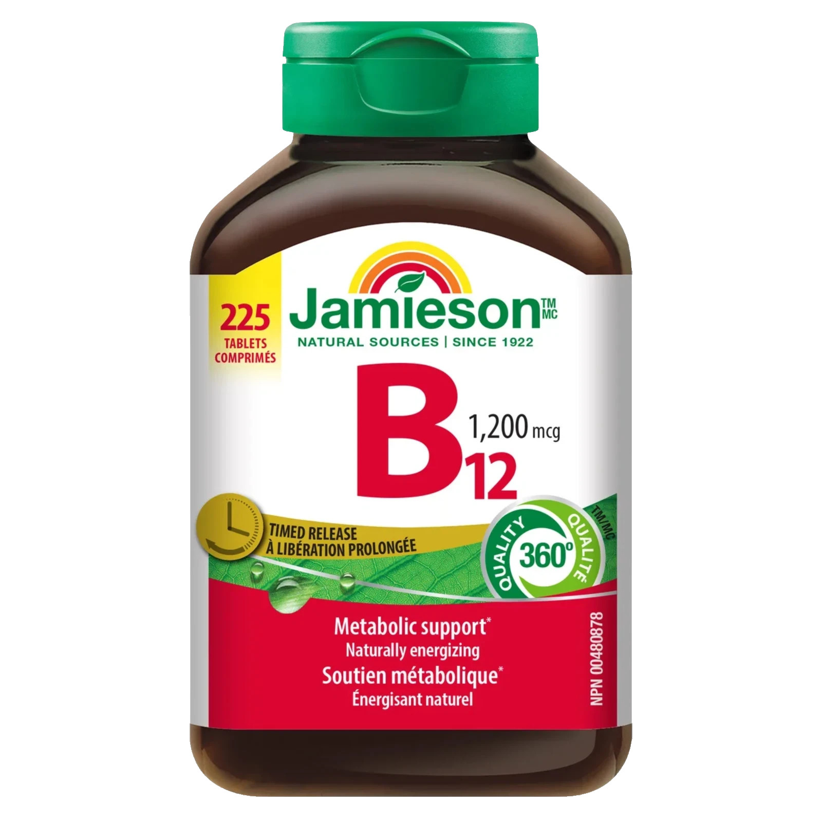 Jamieson Vitamin B12 1200mcg Timed Release 225 Tablets – Energy Support – Canada