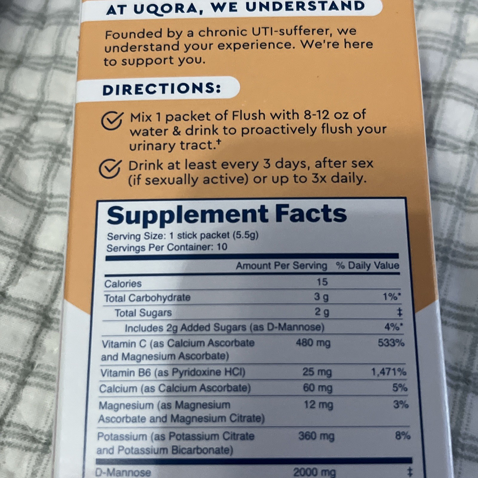 Uqora Drink Mix 1 FLUSH Supplement 10 Packets Pink Lemonade Exp 12/26 women