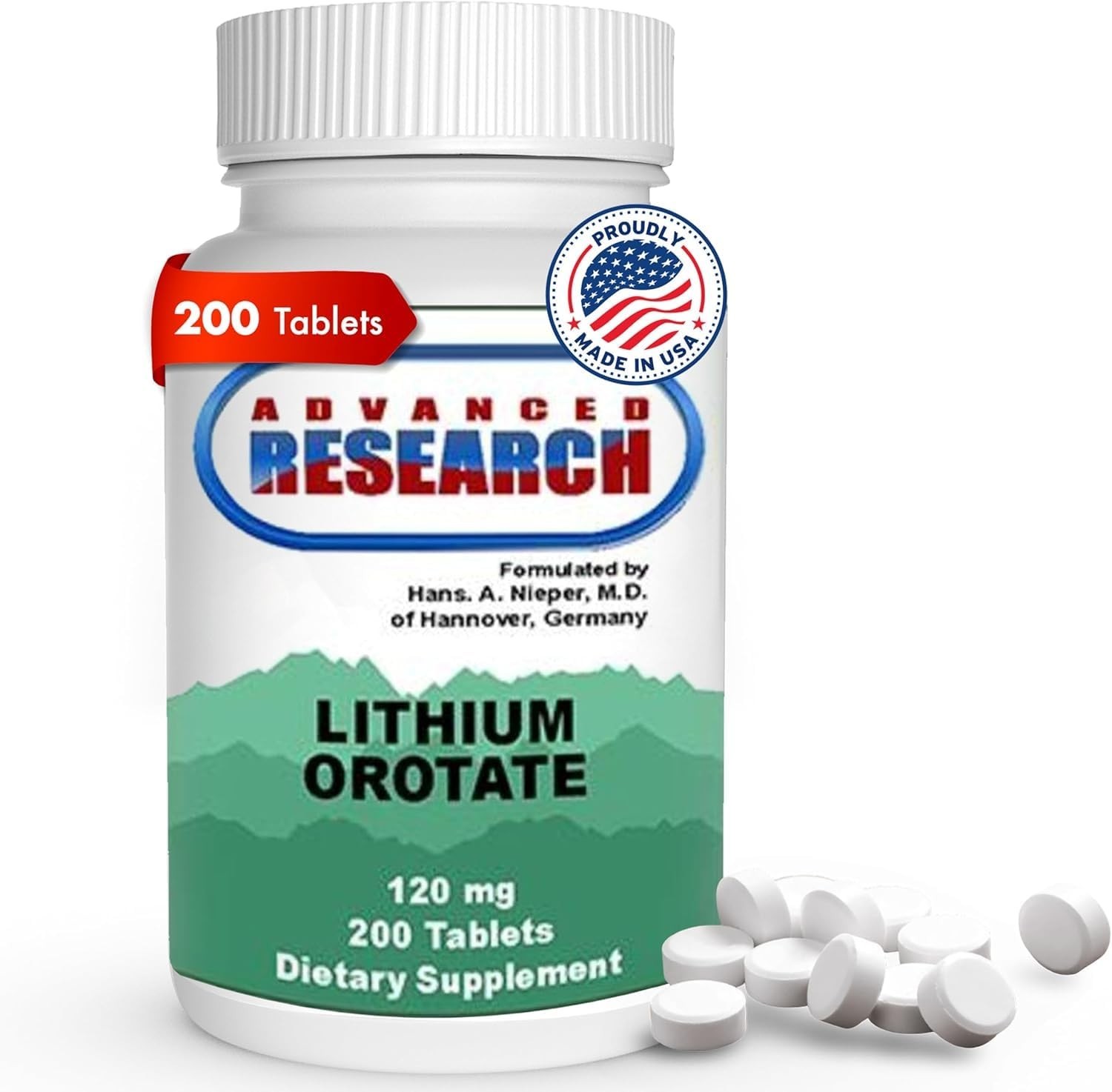 120 Mg Lithium Orotate – 200 Tablets, Advanced Nutrient Carrier for Mood Support