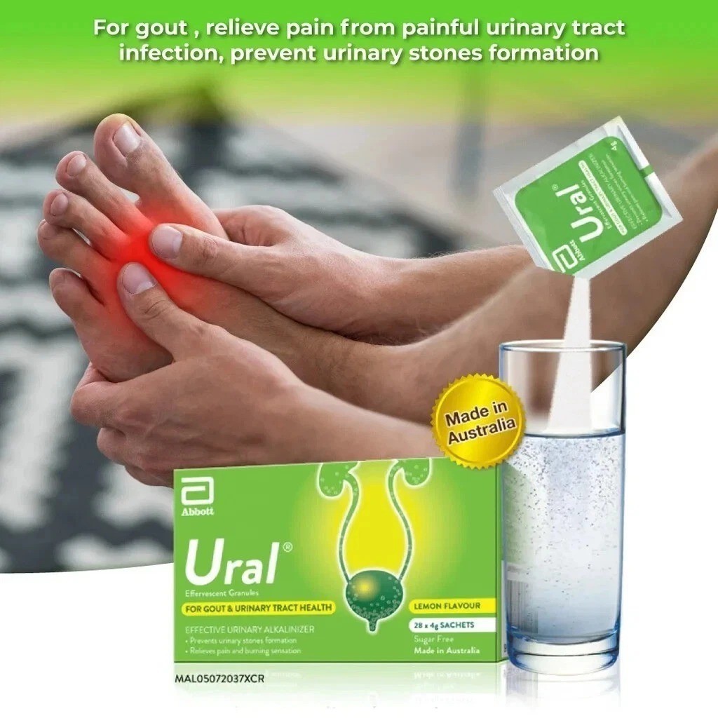 New Abbott Ural Effervescent Granules Urine Alkalinizer 4g x 28 Sachets Relief