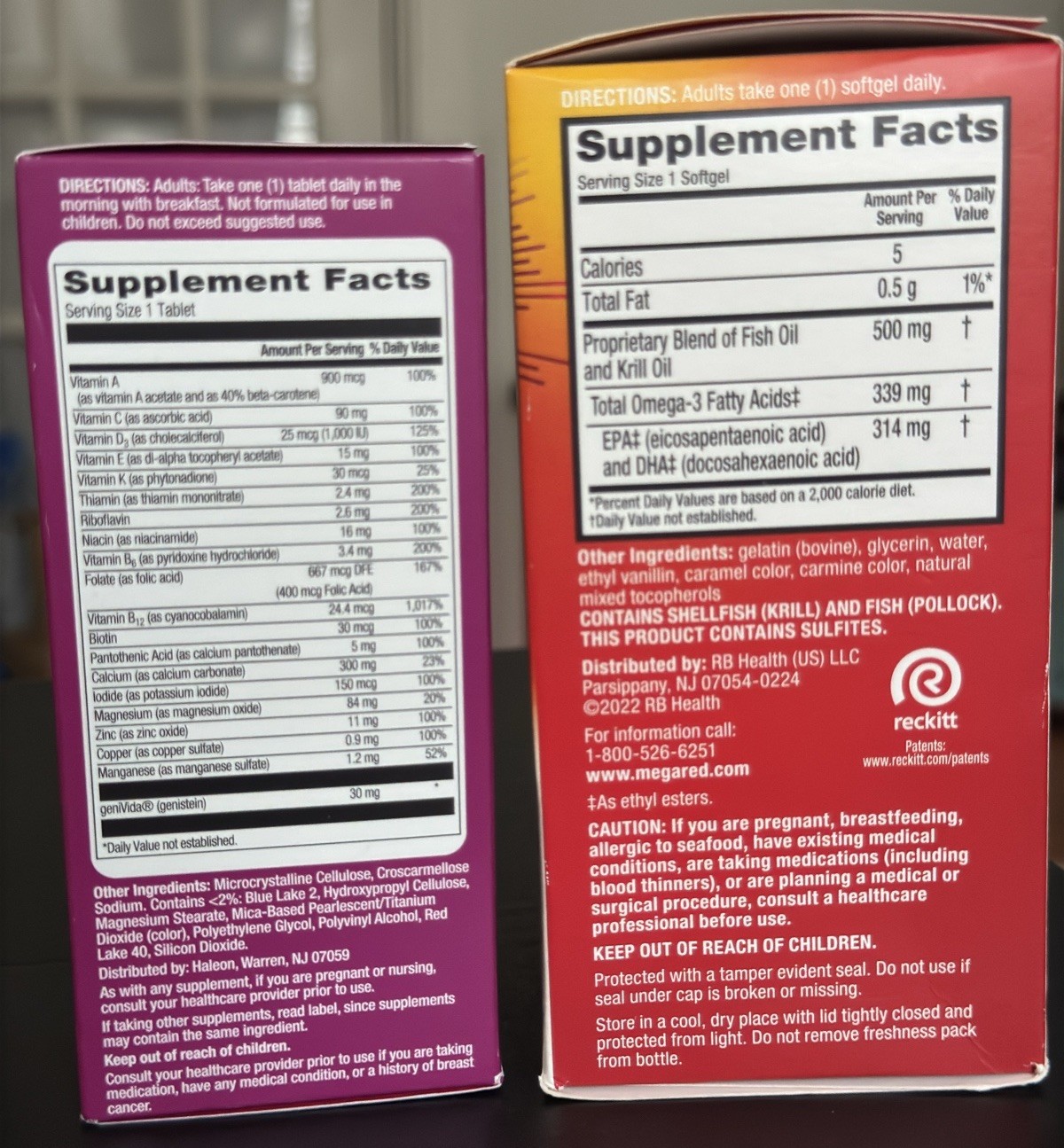 MegaRed Omega 3 Fish Oil 500/ Centrum Menopause Support