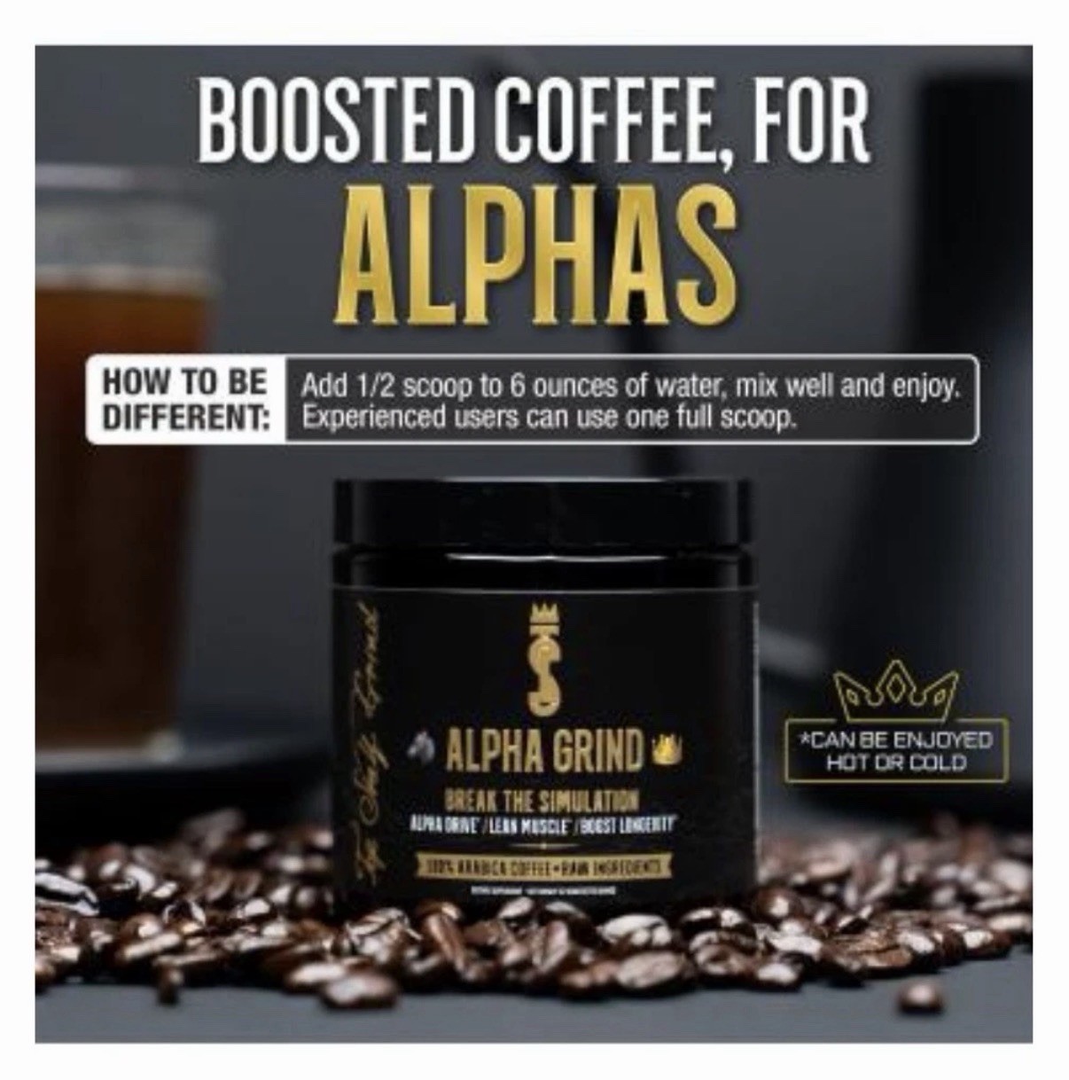 3 Pack – Alpha Grind 100% Arabica – Instant Maca Coffee -Brain Nootropic-Exp9/27