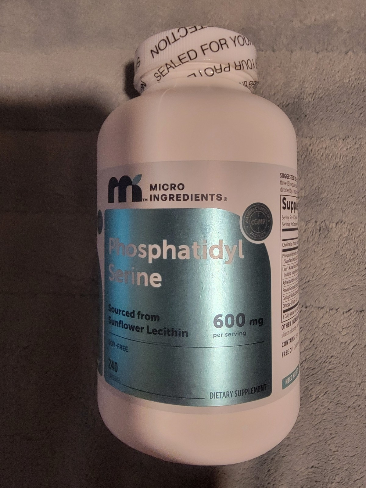 Micro Ingredients Phosphatidylserine 600 mg Nerve & Cognitive Support Supplement
