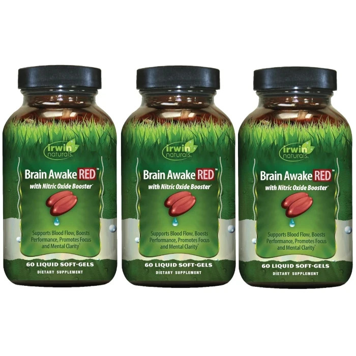 Irwin Naturals Brain Awake Red 60 Softgels Each (Pack of 3)