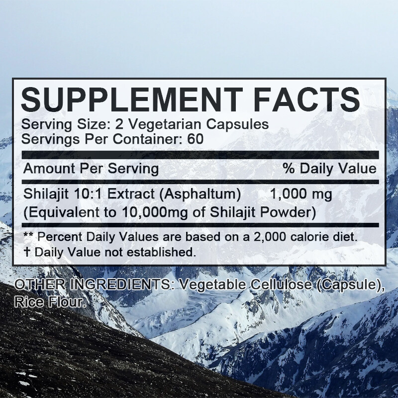Himalayan Shilajit 10000mg Maximum Potency Organic Fulvic Acid 30 To 120 Caps