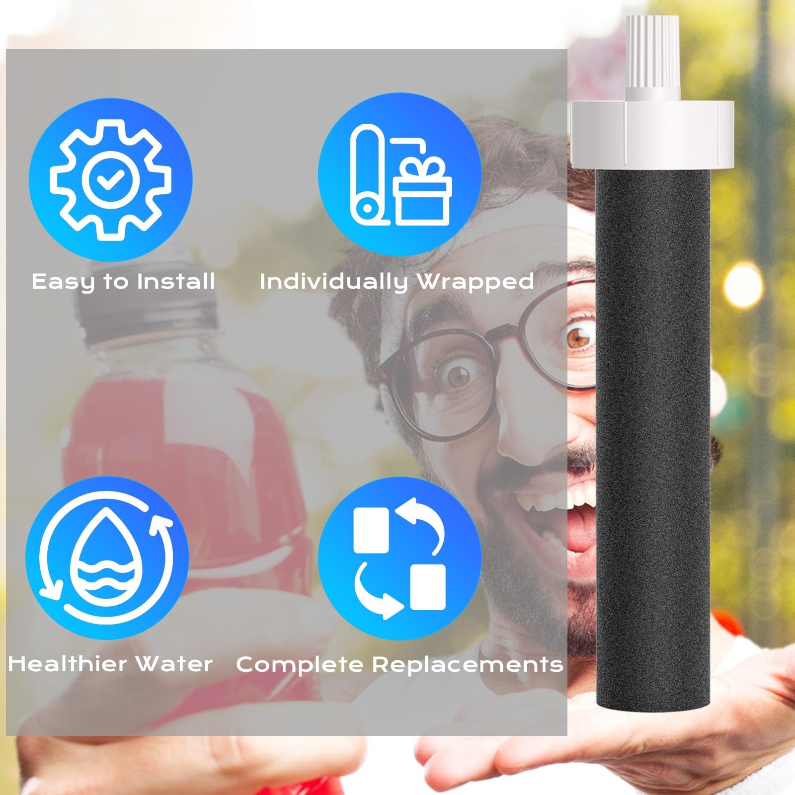 Replacement for Brita Water Filter,Water Bottle Filter Compatible with Black
