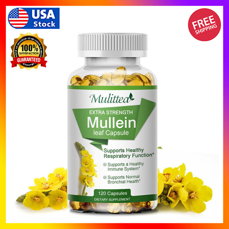 120 Mullein Leaf Capsules for Lung Cleansing&Detox Herbal Dietary Supplement