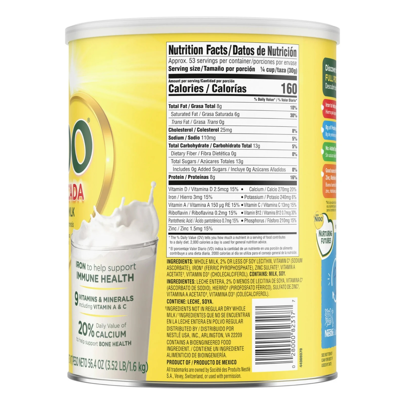 2P NIDO Fortificada Dry Whole Milk Powder with Vitamins A, C, D, Iron & Calcium