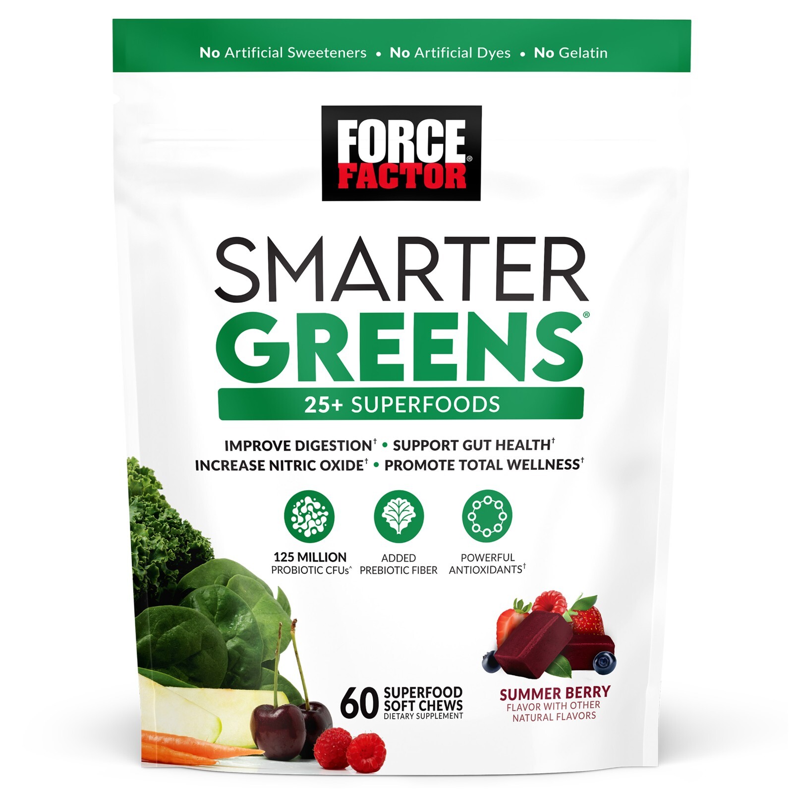 Force Factor Smarter Greens Superfood Soft Chew with Probiotics and Antioxidants