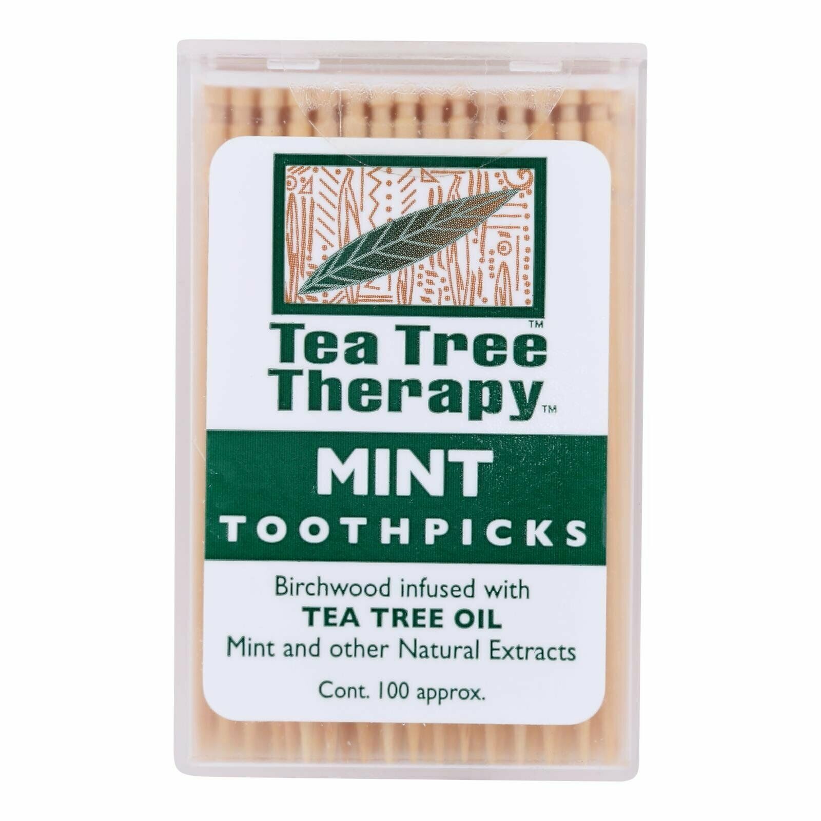 Tea Tree Therapy Mint Toothpicks Infused with Tea Tree Oil 100 Ct Case of 12