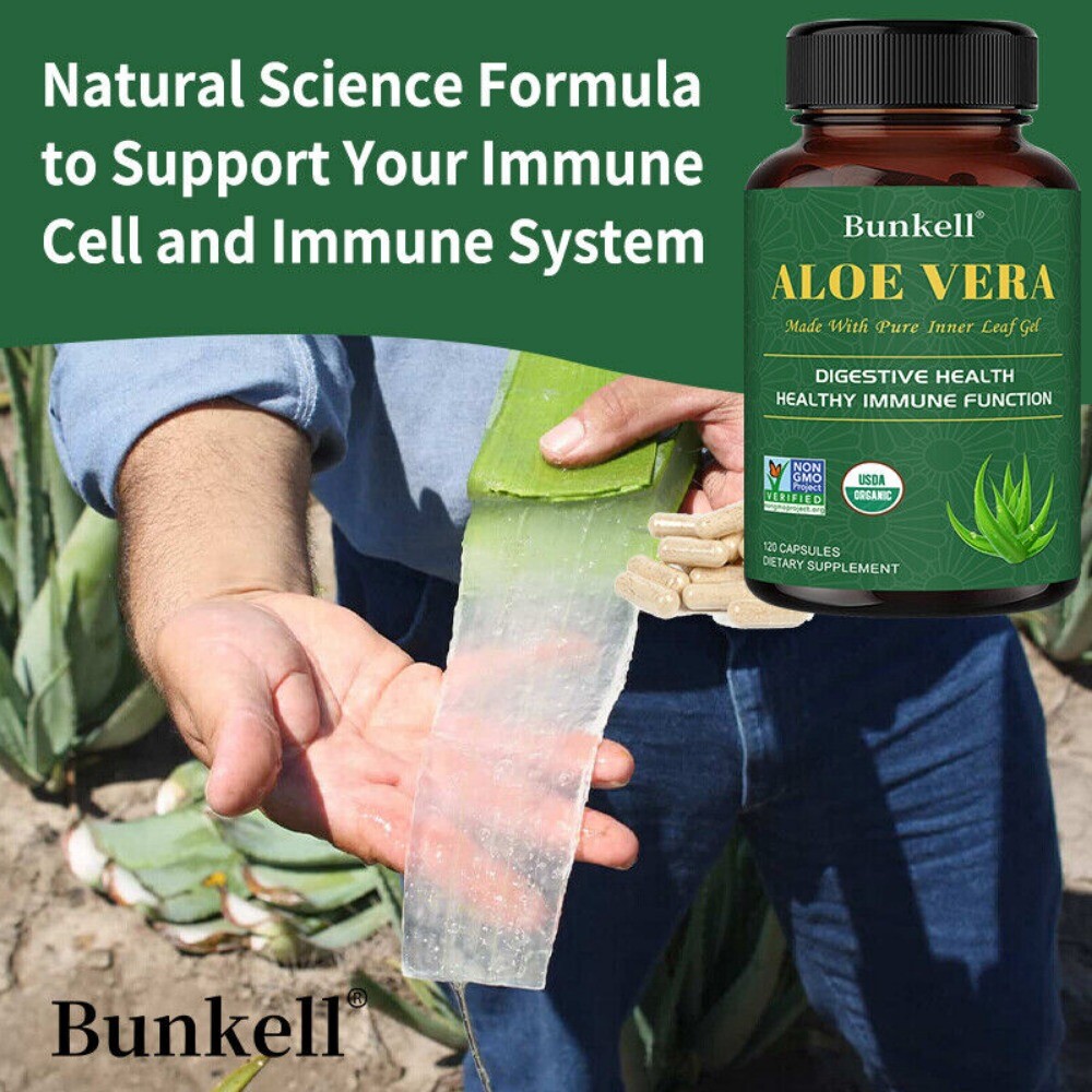 Aloe Vera Vegan Capsules Cleanse Intestines Strengthen Immune System 120 Pills