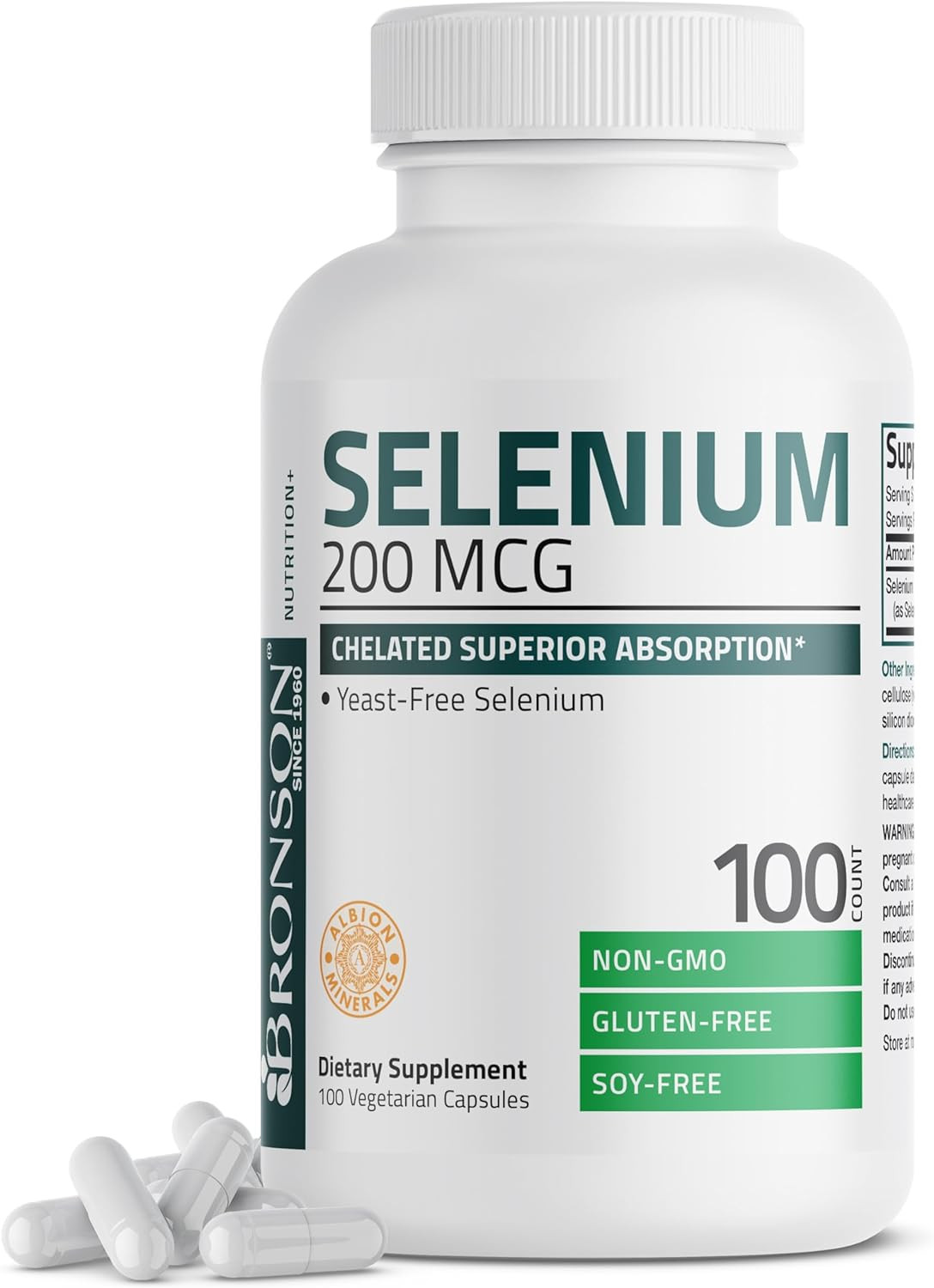 Selenium 200 Mcg, Yeast Free, Chelated Superior Absorption, Vegetarian Capsules