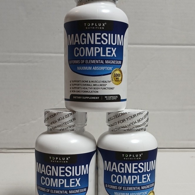 Toplux Nutrition Magnesium Complex 1000mg Non-GMO, 90 Capsules Bone & Muscle