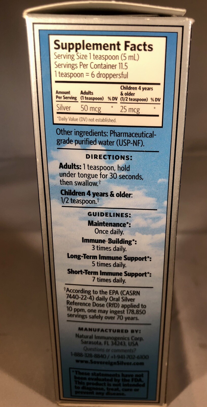 Sovereign Silver Bio-Active Hydrosol for Immune Support. 10ppm 2oz Dropper