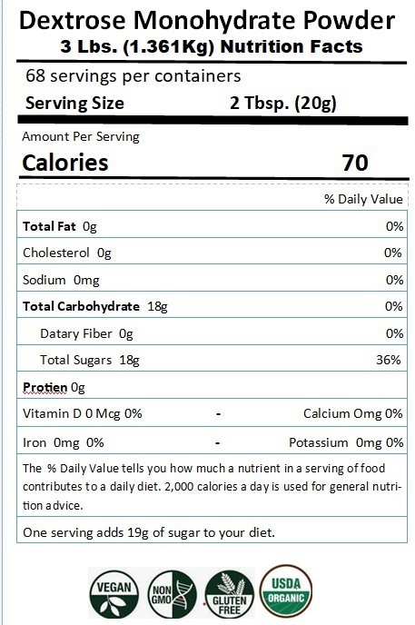 3lbs Dextrose Powder organic non GMO