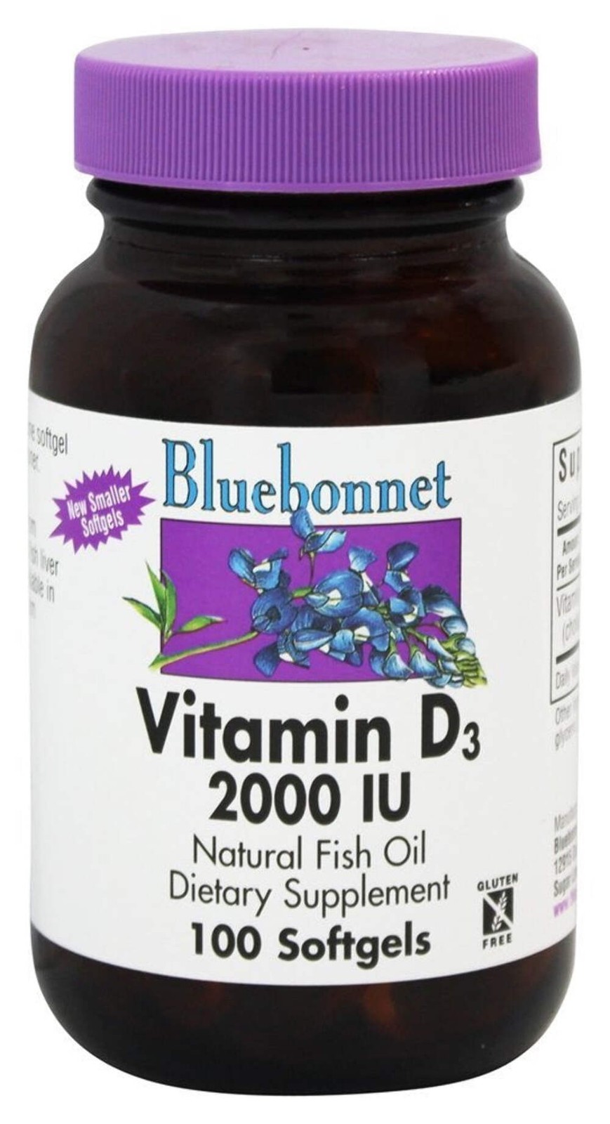 Bluebonnet, VITAMIN D3 50 MCG (2000 IU) 100 SG