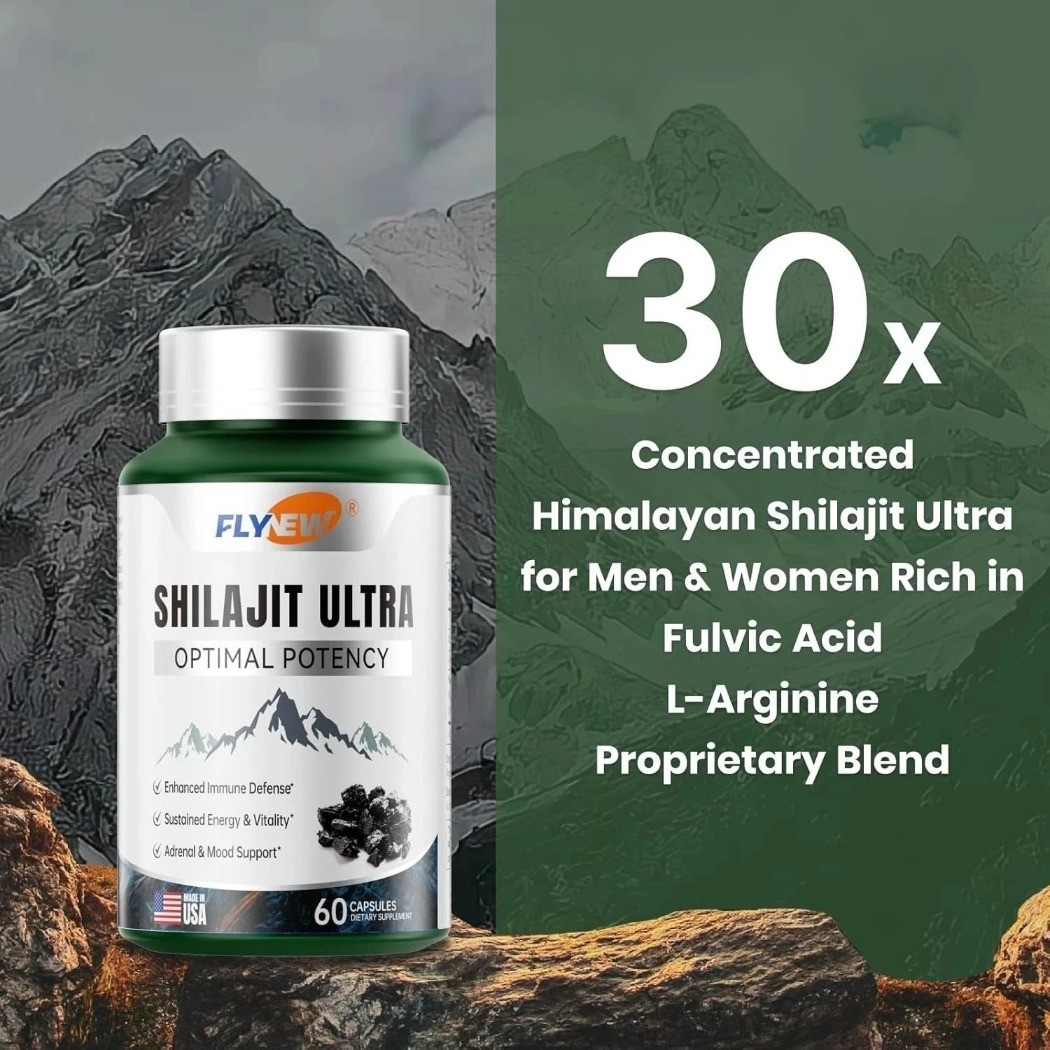 3 pack ~ Flynew Shilajit Ultra Optimal Potency, Shilajit Extract with L-Arginine