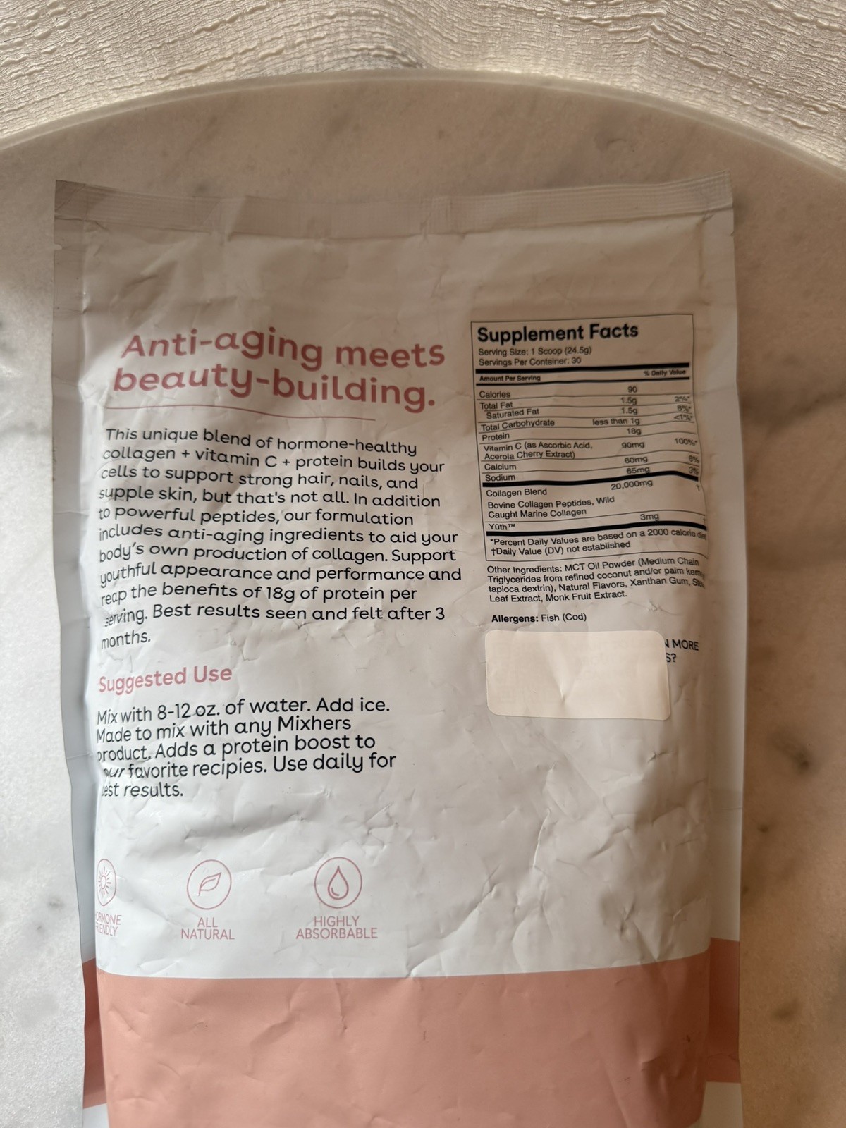 MIXHERS Collagen Powder Supplement, 30-Day Supply. Vanilla Cream BB: 5/2026