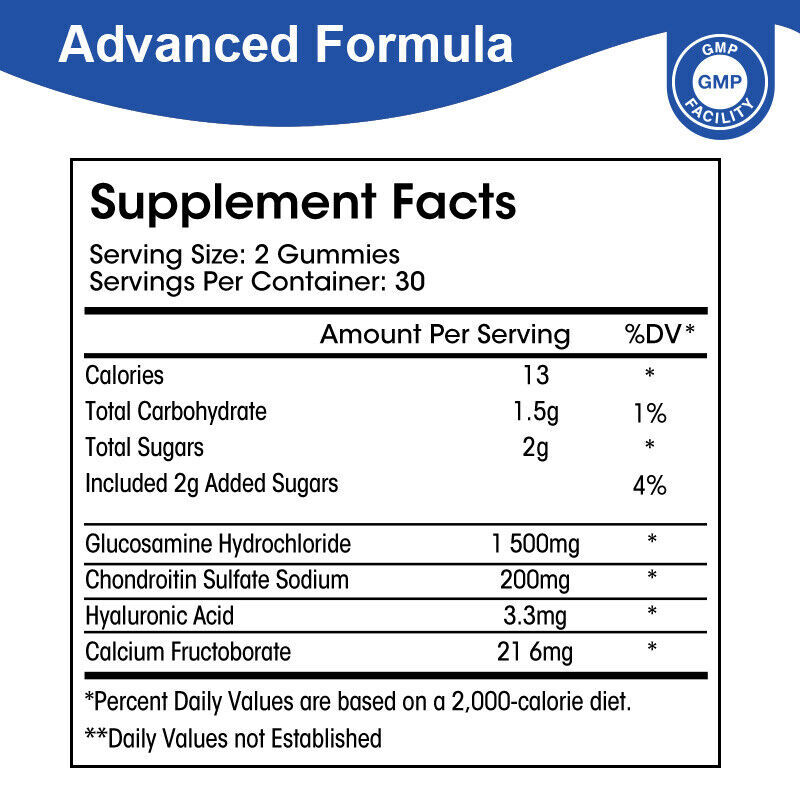 Glucosamine Chondroitin Glucosamine Sulfate For Bones, Joint Support 60 Gummies